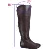image:imageTOP Moda Night76 Womens Mid Calf Round Toe Buckle Slouched Flat BootsBrown Lace