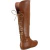 image:imageTOP Moda Night76 Womens Mid Calf Round Toe Buckle Slouched Flat BootsTan Lace