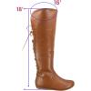 image:imageTOP Moda Night76 Womens Mid Calf Round Toe Buckle Slouched Flat BootsTan Lace