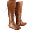 image:imageTOP Moda Night76 Womens Mid Calf Round Toe Buckle Slouched Flat BootsTan Lace