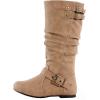 image:imageTOP Moda Night76 Womens Mid Calf Round Toe Buckle Slouched Flat BootsTaupe