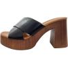 image:imageTOP Moda Open Toe Criss Cross Strap Slip On Faux Wood Chunky Heel SandalBlack