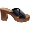 image:imageTOP Moda Open Toe Criss Cross Strap Slip On Faux Wood Chunky Heel SandalBlack