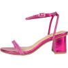 image:imageTOP Moda Shoes Women Block Short Heels Open Toe Ankle Strap Bling Rhinestone City1Fuchsia Metallic