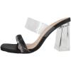 image:imageTOP Moda Shoes Women Clear Block Mule High Heels SquareToe Sandals Strap Bling Rhinestone VENICE1Black