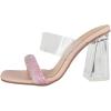 image:imageTOP Moda Shoes Women Clear Block Mule High Heels SquareToe Sandals Strap Bling Rhinestone VENICE1Nude