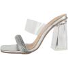 image:imageTOP Moda Shoes Women Clear Block Mule High Heels SquareToe Sandals Strap Bling Rhinestone VENICE1Silver