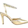 image:imageTOP Moda Shoes Women Stiletto High Heels PointedToe Ankle Strap Bling Rhinestone ParsonGold Metallic