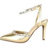 image:imageTOP Moda Shoes Women Stiletto High Heels PointedToe Ankle Strap Bling Rhinestone ParsonGold Metallic
