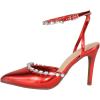 image:imageTOP Moda Shoes Women Stiletto High Heels PointedToe Ankle Strap Bling Rhinestone ParsonRed Metallic