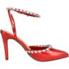 image:imageTOP Moda Shoes Women Stiletto High Heels PointedToe Ankle Strap Bling Rhinestone ParsonRed Metallic