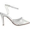 image:imageTOP Moda Shoes Women Stiletto High Heels PointedToe Ankle Strap Bling Rhinestone ParsonSilverClear