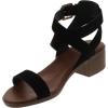 image:imageTOP Moda Vision75 Womens Ankle Wrap Adjustable Buckle Stacked Chunky Heel SandalBlack Nb