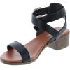 image:imageTOP Moda Vision75 Womens Ankle Wrap Adjustable Buckle Stacked Chunky Heel SandalBlack Pu