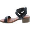 image:imageTOP Moda Vision75 Womens Ankle Wrap Adjustable Buckle Stacked Chunky Heel SandalBlack Pu