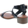 image:imageTOP Moda Vision75 Womens Ankle Wrap Adjustable Buckle Stacked Chunky Heel SandalBlack Pu