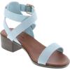 image:imageTOP Moda Vision75 Womens Ankle Wrap Adjustable Buckle Stacked Chunky Heel SandalLight Blue