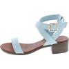 image:imageTOP Moda Vision75 Womens Ankle Wrap Adjustable Buckle Stacked Chunky Heel SandalLight Blue