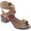 image:imageTOP Moda Vision75 Womens Ankle Wrap Adjustable Buckle Stacked Chunky Heel SandalTan Nb
