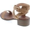 image:imageTOP Moda Vision75 Womens Ankle Wrap Adjustable Buckle Stacked Chunky Heel SandalTan Nb