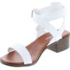 image:imageTOP Moda Vision75 Womens Ankle Wrap Adjustable Buckle Stacked Chunky Heel SandalWhite Pu