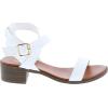 image:imageTOP Moda Vision75 Womens Ankle Wrap Adjustable Buckle Stacked Chunky Heel SandalWhite Pu