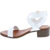 image:imageTOP Moda Vision75 Womens Ankle Wrap Adjustable Buckle Stacked Chunky Heel SandalWhite Pu