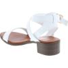 image:imageTOP Moda Vision75 Womens Ankle Wrap Adjustable Buckle Stacked Chunky Heel SandalWhite Pu