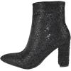image:imageTOP Moda Women Ankle Boots Block High Heels Rhinestone Bling Glitter Short Booties Side Zipper PointedToe Brazil8Black