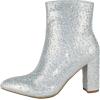 image:imageTOP Moda Women Ankle Boots Block High Heels Rhinestone Bling Glitter Short Booties Side Zipper PointedToe Brazil8Silver