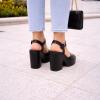 image:imageTOP Moda Women Open Toe Ankle Strap Platform Chunky Block High Heeled SandalsBlack Pu