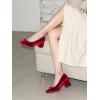 image:imageTOP Moda Women Velvet Block Heel Pumps Classic Square Toe Dress Shoes Bow ELBA88Red Velvet