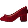 image:imageTOP Moda Women Velvet Block Heel Pumps Classic Square Toe Dress Shoes Bow ELBA88Red Velvet