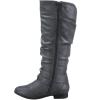 image:imageTOP Moda Womens Coco20 Knee High Round Toe Buckle Slouched Riding Flat BootsGrey