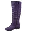 image:imageTOP Moda Womens Coco20 Knee High Round Toe Buckle Slouched Riding Flat BootsPurple