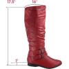 image:imageTOP Moda Womens Coco20 Knee High Round Toe Buckle Slouched Riding Flat BootsRed