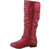 image:imageTOP Moda Womens Coco20 Knee High Round Toe Buckle Slouched Riding Flat BootsRed