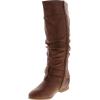 image:imageTOP Moda Womens Coco20 Knee High Round Toe Buckle Slouched Riding Flat BootsTan