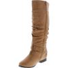 image:imageTOP Moda Womens Coco20 Knee High Round Toe Buckle Slouched Riding Flat BootsTaupe