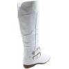 image:imageTOP Moda Womens Coco20 Knee High Round Toe Buckle Slouched Riding Flat BootsWhite