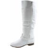 image:imageTOP Moda Womens Coco20 Knee High Round Toe Buckle Slouched Riding Flat BootsWhite