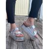 image:imageTOP Moda Womens Cork Platform Slide Slipper Sandals BlackSilver Metallic