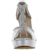 image:imageTOP Moda Womens Hy5 Formal Evening Party Lace Ankle TStrap Peep Toe Stiletto High Heel PumpsSilver
