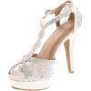 image:imageTOP Moda Womens Hy5 Formal Evening Party Lace Ankle TStrap Peep Toe Stiletto High Heel PumpsWhite Glitter