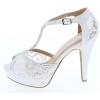 image:imageTOP Moda Womens Hy5 Formal Evening Party Lace Ankle TStrap Peep Toe Stiletto High Heel PumpsWhite1