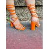 image:imageTOP Moda Womens Lace Up Wrap Around Strap High Heel SandalsOrange Patent