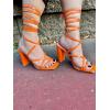 image:imageTOP Moda Womens Lace Up Wrap Around Strap High Heel SandalsOrange Patent