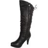 image:imageTOP Moda Womens Page65 Knee High Round Toe LaceUp Slouched High Heel BootsBlack Pu