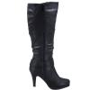 image:imageTOP Moda Womens Page65 Knee High Round Toe LaceUp Slouched High Heel BootsBlackButton