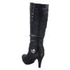 image:imageTOP Moda Womens Page65 Knee High Round Toe LaceUp Slouched High Heel BootsBlackButton